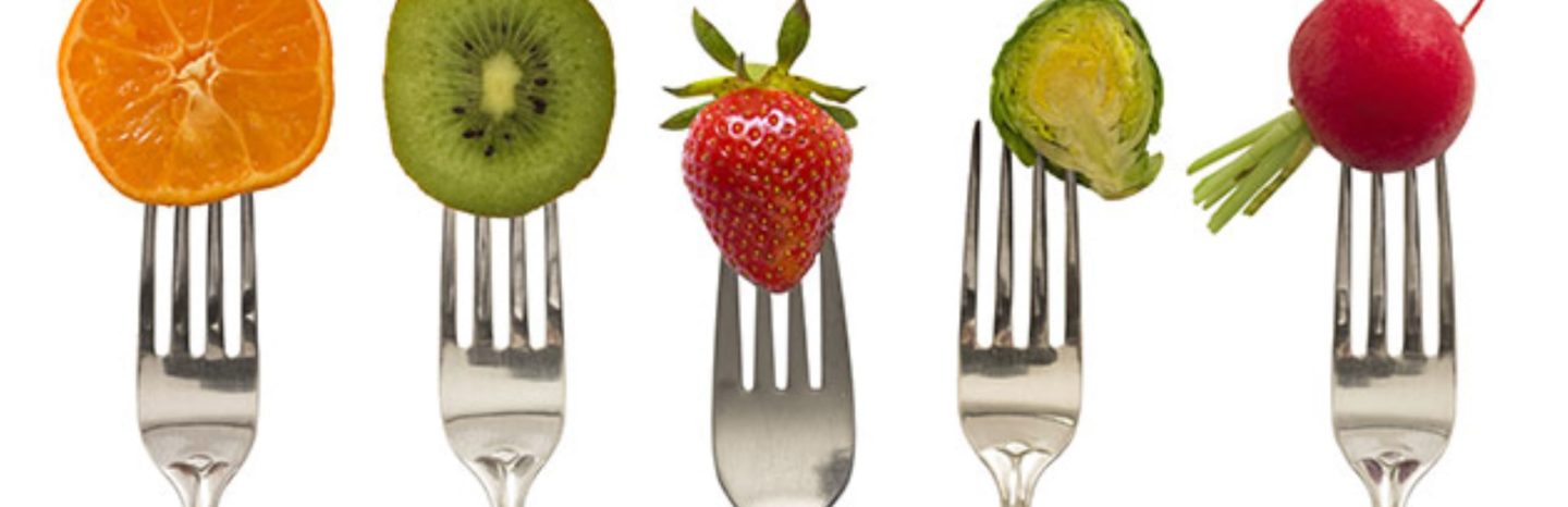 fruit and veg on fork